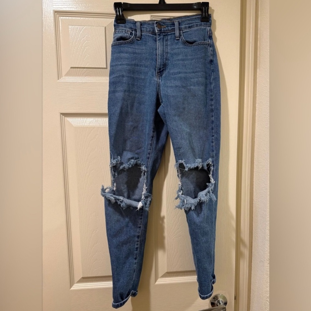 Fashion Nova Blue Distressed Skinny Jeans Size 0